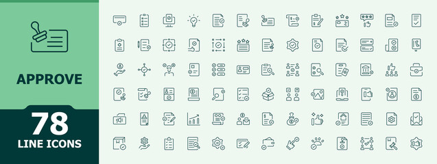 Approve icon collection. Minimal linear icons. Pack of choice, check marks sign, ok, checkmark, check, correct. Editable vector. Pixel perfect. Confirm icon set.