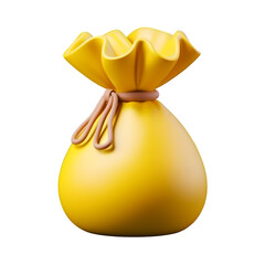 Yellow Money Bag Icon Isolated on Transparent Background