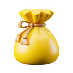 Yellow Money Bag Icon Isolated on Transparent Background