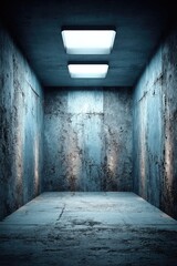 Obraz premium Stark concrete room with overhead lighting creates a dramatic, modern space.