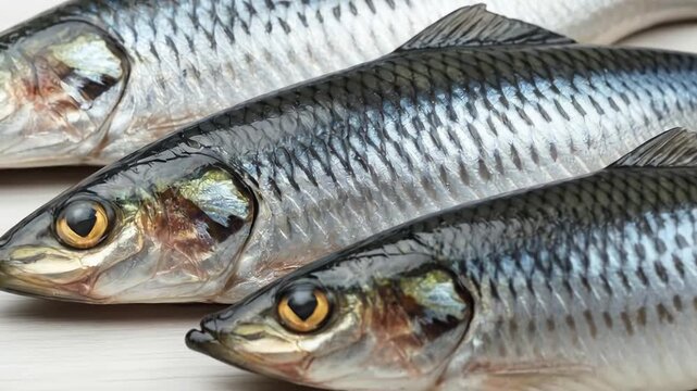 Fresh Whole Fish Lined Up At Market Ready For Sale.