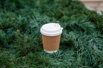 Coffee cup in Christmas tree