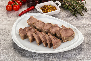 Sliced boiled pork tongue snack