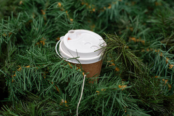 Coffee cup in Christmas tree