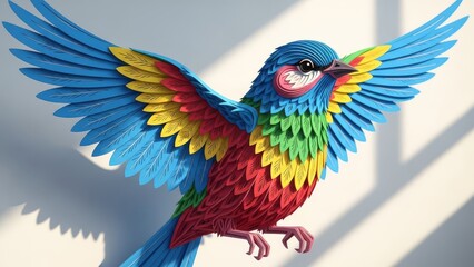 Obraz premium Colorful Bird – Paper Art in Motion