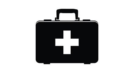 Obraz premium A black medical case with a white cross symbol a distinct stylistic silhouette