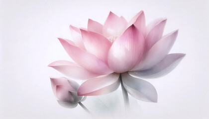 A pink lotus watercolor photographic print, Ai generated image