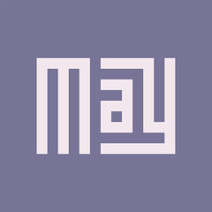 Minimalist Abstract Square May Word Illustration Geometric Design Template