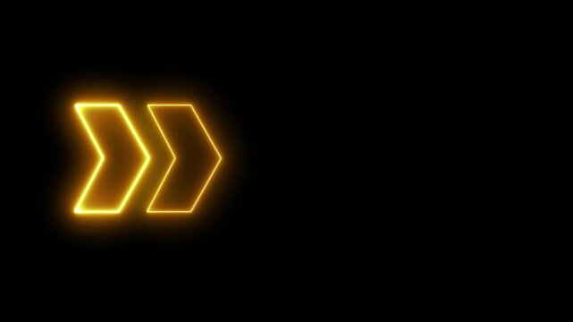 Right turn warning sign with flashing yellow color. Right turn sign animation. Arrow animation icon. 4K. Motion graphic design. Arrows Animation signal.