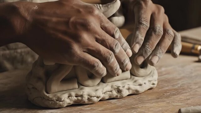 Man making 2026 number with clay for new year celebration event message, creative craft project for holiday decoration