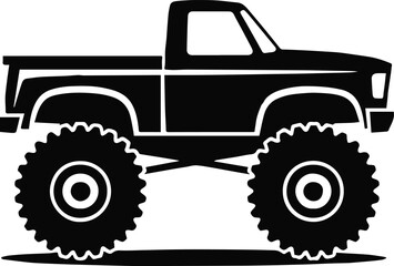 truck monster truck illustration with raised chassis and tires © AIcon Star
