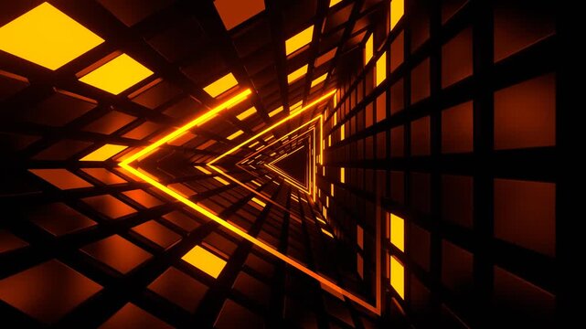 Orange Neon Triangle Tunnel Background VJ Loop in 4K