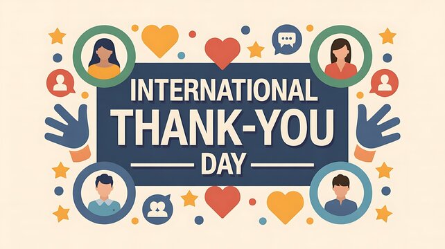International thank you day celebration banner with people icons
 - Powered by Adobe