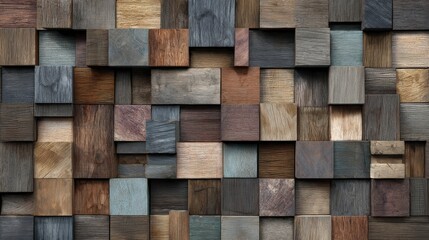 wood block wall pattern in various shades