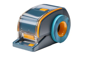 Large Desktop Pencil Sharpener, Blue and Orange, isolated on transparent background