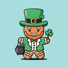 St. Patricks Day Gingerbread Man with Pot of Gold.