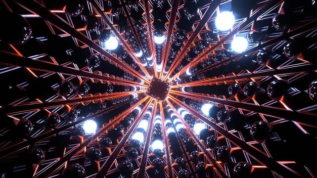 Orange and Lighting Blue Bright Glow Strobe Tunnel Background VJ Loop in 4K