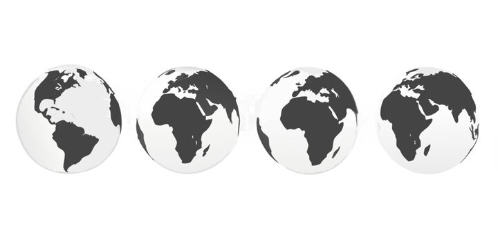 Four stages of earth s rotation shown against a dark black background