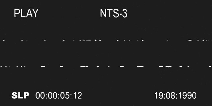 Vintage video display showing play timecode and a static effect