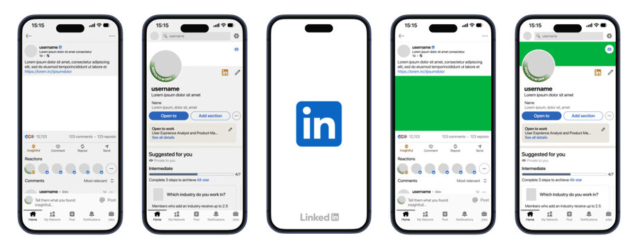 LinkedIn mobile app interface showing professional profile header feed posts reactions suggested connections action buttons and modern networking layout
