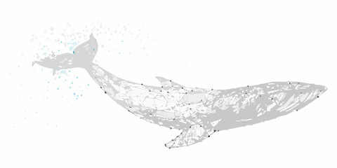 Polygonal whale illustration with water splashes a modern digital art depiction © SreemotiRaba