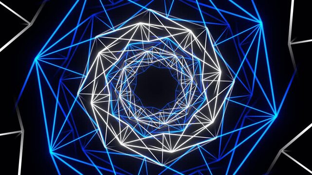 White and Blue Neon Grided Lines Background VJ Loopin in 4K