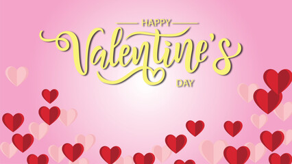 Valentine s day promotion with pink hearts clouds and a fifty percent discount