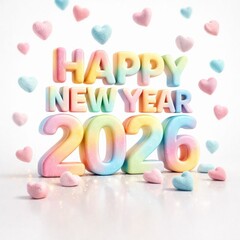 Happy new year 2026 in rainbow  