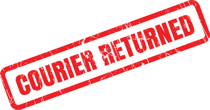 A red rubber stamp impression showing COURIER RETURNED with a bold font and textured look