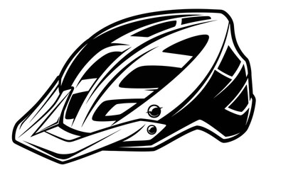 Black and White Mountain Bike Helmet Illustration.
