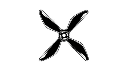 A detailed illustration of a four-bladed propeller in black and white.