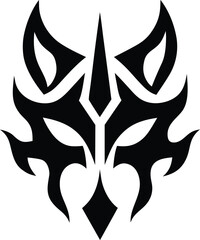 a black and white masks tribal tattoo design of transparent background