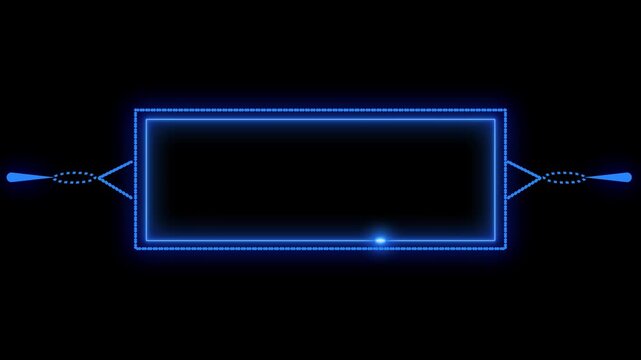 Stylized animated blue neon rectangle with flowing abstract lights delivering a high-energy glowing frame and sharp border effect. Blue Neon Rectangle Frame with Abstract Light Effects on animation