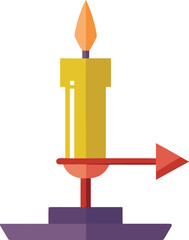 Obraz premium Colorful illustration of a candle on a purple stand with red arrow