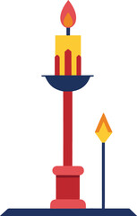 Colorful illustration of a candle and a menorah isolated on white background