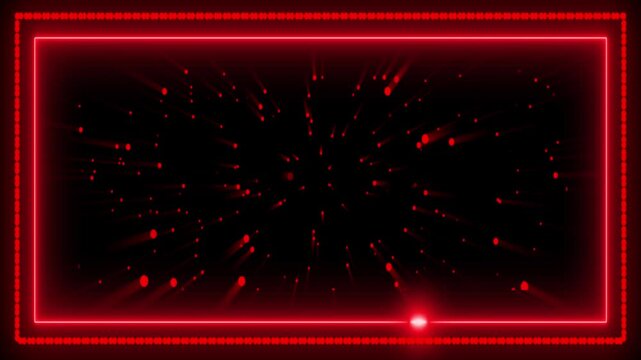 Red Neon Rectangular Frame with Streaking Lights and Particles red, neon, frame, rectangular, border, glowing, light, streaks, particles, abstract, digital, futuristic, animation
