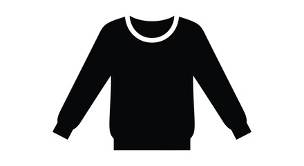A simple black graphic of a sweater long sleeves and a crew neck silhouette