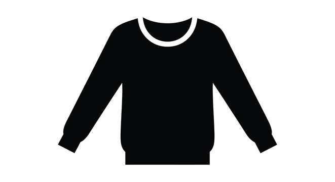 A simple black graphic of a sweater long sleeves and a crew neck silhouette