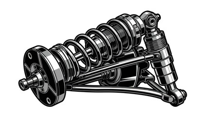 Detailed Illustration of a Vintage Car Suspension System.