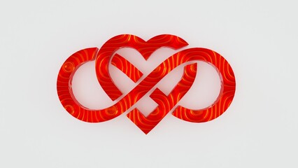 Naklejka premium 3D love concept featuring romantic heart symbols and elegant love typography, perfect for Valentine’s Day designs, couple themes, wedding graphics, romantic branding, social media visuals, and modern 