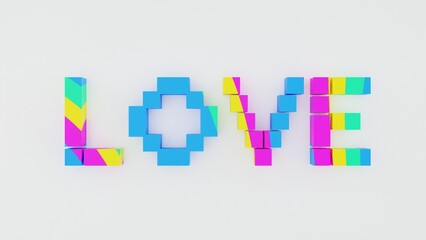 Fototapeta premium 3D love concept featuring romantic heart symbols and elegant love typography, perfect for Valentine’s Day designs, couple themes, wedding graphics, romantic branding, social media visuals, and modern 