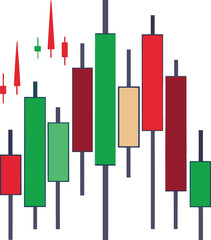 Obraz premium Colorful stock market candlestick chart isolated on white background