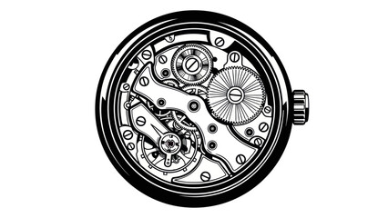 Intricate Clockwork Mechanism Detailed Engraving.