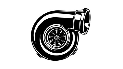 Detailed illustration of a polished turbocharger engine component.