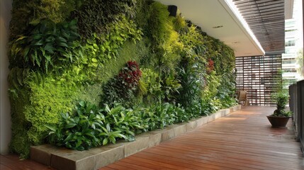 lush living green wall brings vibrant nature to urban balcony creating a serene outdoor oasis perfect for relaxation and mindful reflection