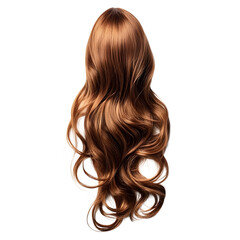 Long Wavy Brown Hair Isolated on Transparent Background &ndash; High-Quality PNG Hairstyle Element