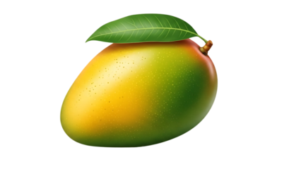 Single ripe mango with leaf