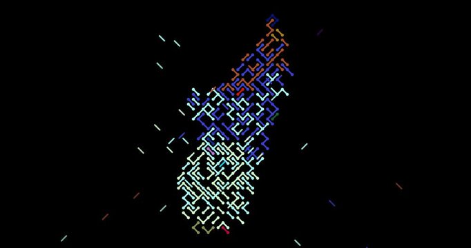 Generative Diagonal Panels Building Madagascar Outline