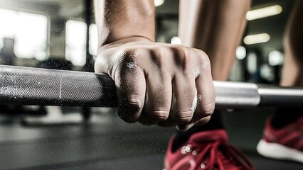 Fototapeta premium Gripping the barbell for a lift