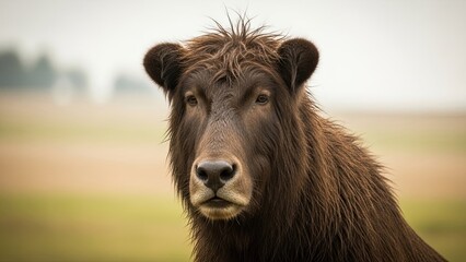Fototapeta premium Majestic brown bear with shaggy fur in natural outdoor setting